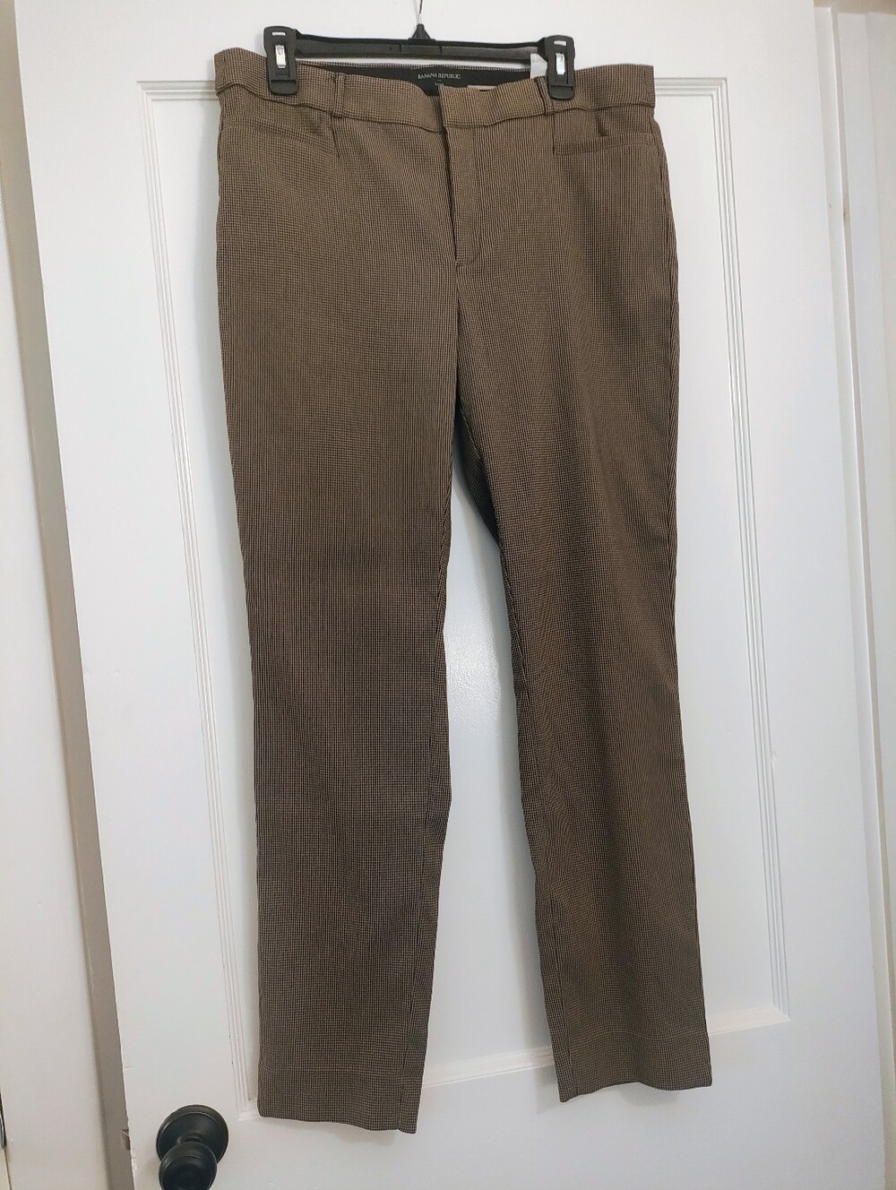 Banana Republic Sloan Tall‎ 12 Brown Check Trouser Pants Stretch Academia